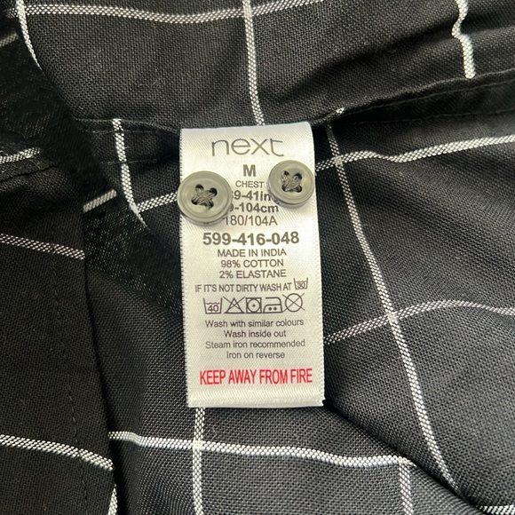 next Slim Fit Stretch Button Down Dress Shirt Black Size M New w/Tag Retail £32 - Picture 7 of 9